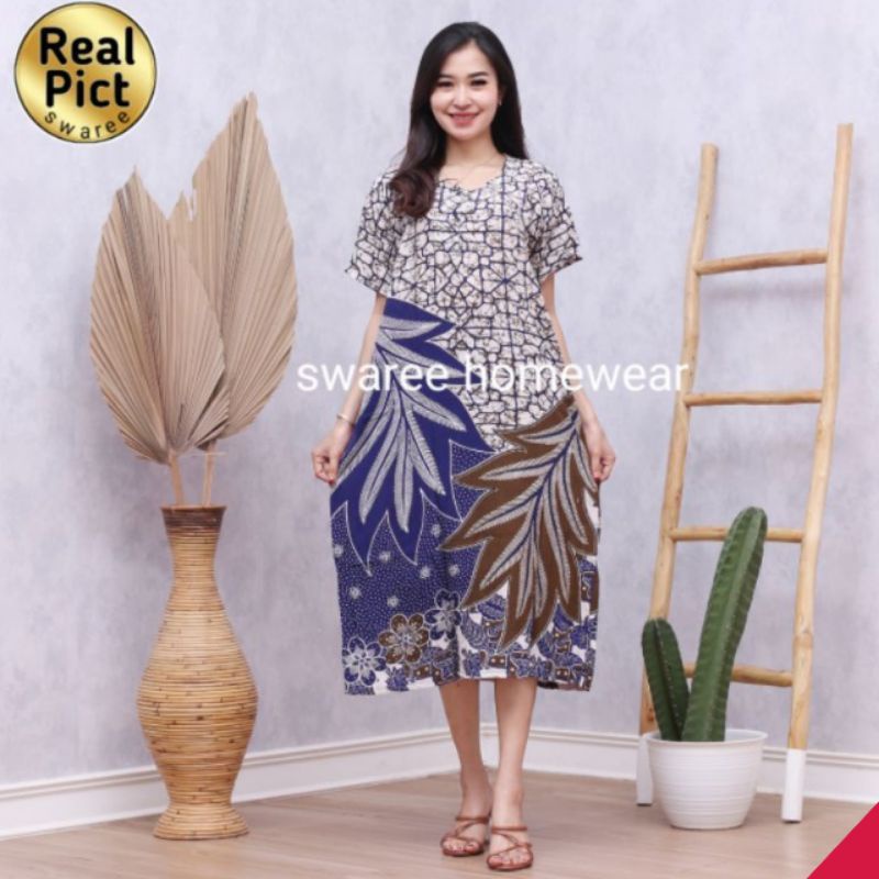 Baju Wanita Kekinian Pakaian Remaja Perempuan Cewek Dewasa Lengan Pendek Busui Ibu Menyusui Bahan Rayon Model Fashion Busui Friendly Casual Santai Tidur Harga Grosir Murah Terbaru Modis Ukuran Size LD105 Dress Motif Batik Pekalongan Bisa COD Gratis Ongkir