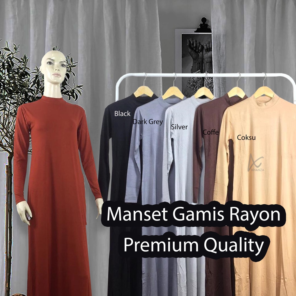 Gamis Manset Lengan Panjang Premium Bahan Kaos Rayon Super