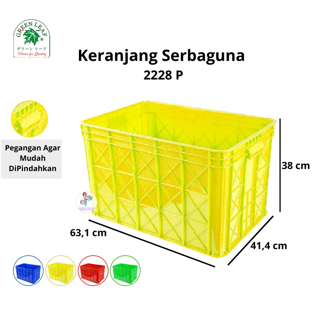 Keranjang Industri Container Box Serbaguna Polos 2228 P Green Leaf