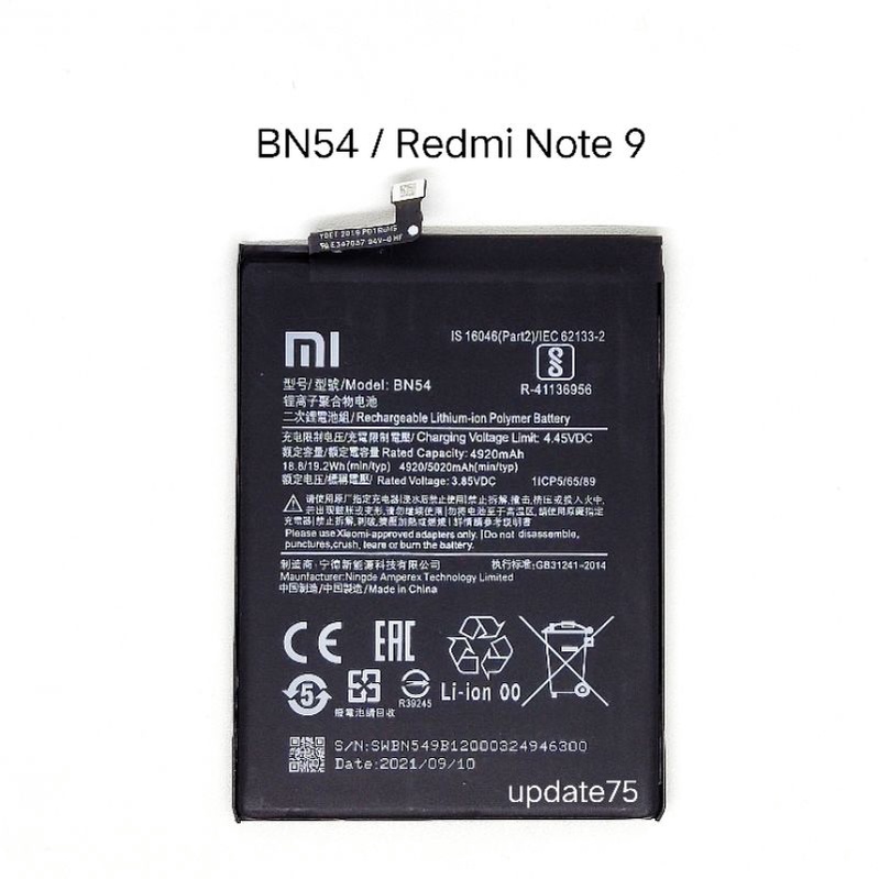 Baterai Xiaomi Redmi Note 9 Redmi 9 BN54 Original