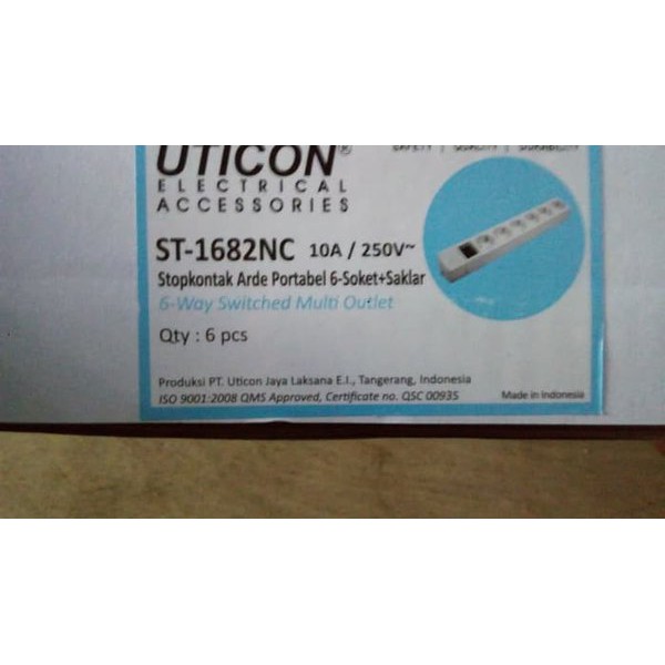 Stop Kontak 6 Lubang Saklar Uticon ST-1682NC ORIGINAL ( ST1682NC ST 1682 NC )