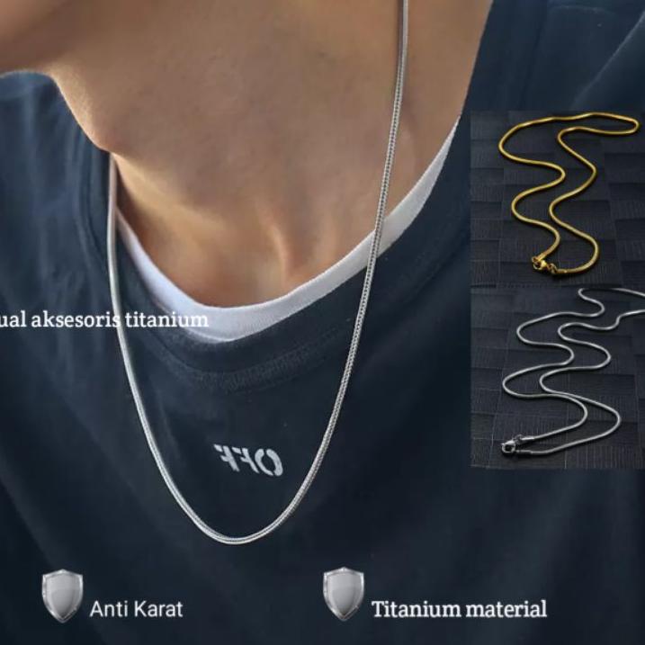 [KODE WPEYS] Kalung Pria Wanita Titanium Bentuk Bulat Gold Emas Silver Perak Kalong Titanium Cowok A