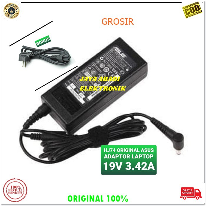 J77 ORIGINAL ASUS 19V 3.42A 65 WATT W ADAPTOR LAPTOP CAS CASAN CHARGER KOMPUTER POWER ADAPTER PC CPU ELETRONIK FAST CHARGING TRAVEL BATOK FAST CHARGING AC DC SPEED ADAPTIVE NETBOOK MULTI UNIVERSAL ORIGINAL VOLT AMPERE VOLTASE BISA SEGALA JENIS LAPTOP ASUS