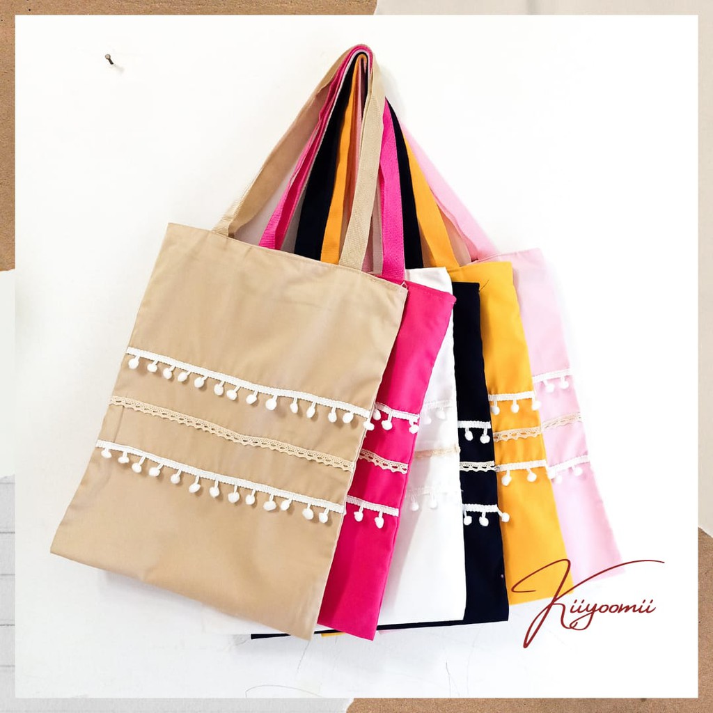 TOTE BAG LACE RENDA bahan drill premium || kiiyoomii ||