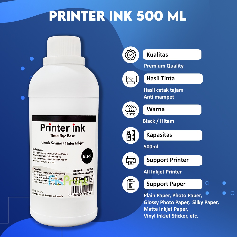 Tinta Universal Ink 500ml Refill Cartridge 678 680 703 704 802 803