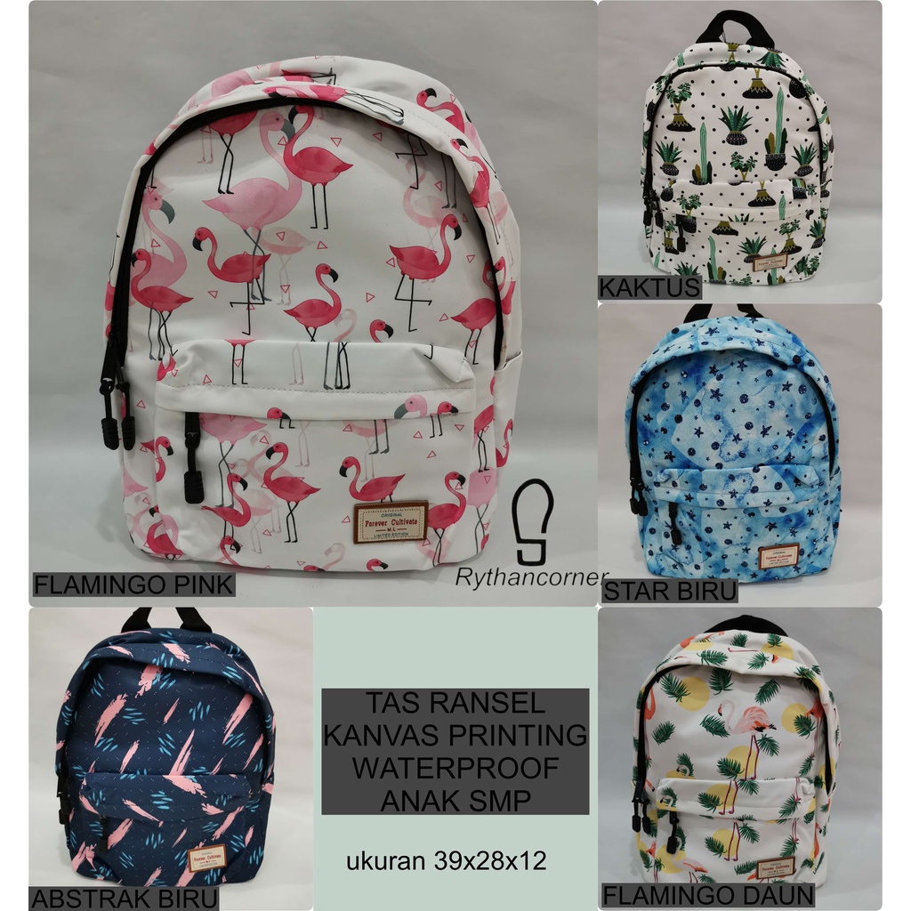 TAS RANSEL KANVAS PRINTING WATERPROOF ANAK SMP