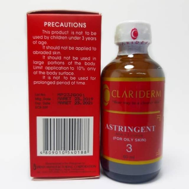 ALKOHOL CLARIDERM ORIGINAL PHILIPIN