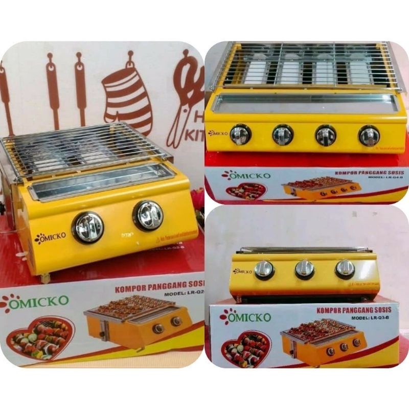 Kompor Panggangan Gas / Mesin Panggang 2 Tungku , 3 Tungku , 4 Tungku