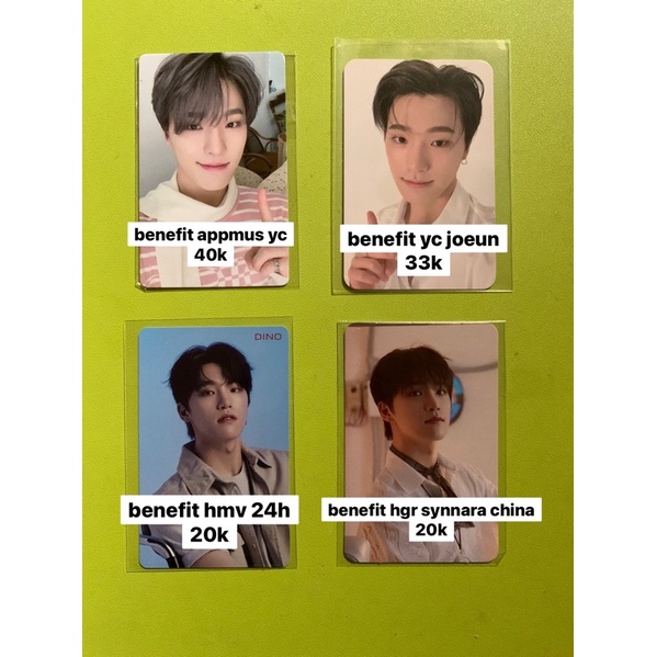 PC PHOTOCARD SEVENTEEN DINO YOUR CHOICE / BENEFIT APPMUS APPLE MUSIC / JOEUN / 24H / HENGGARAE