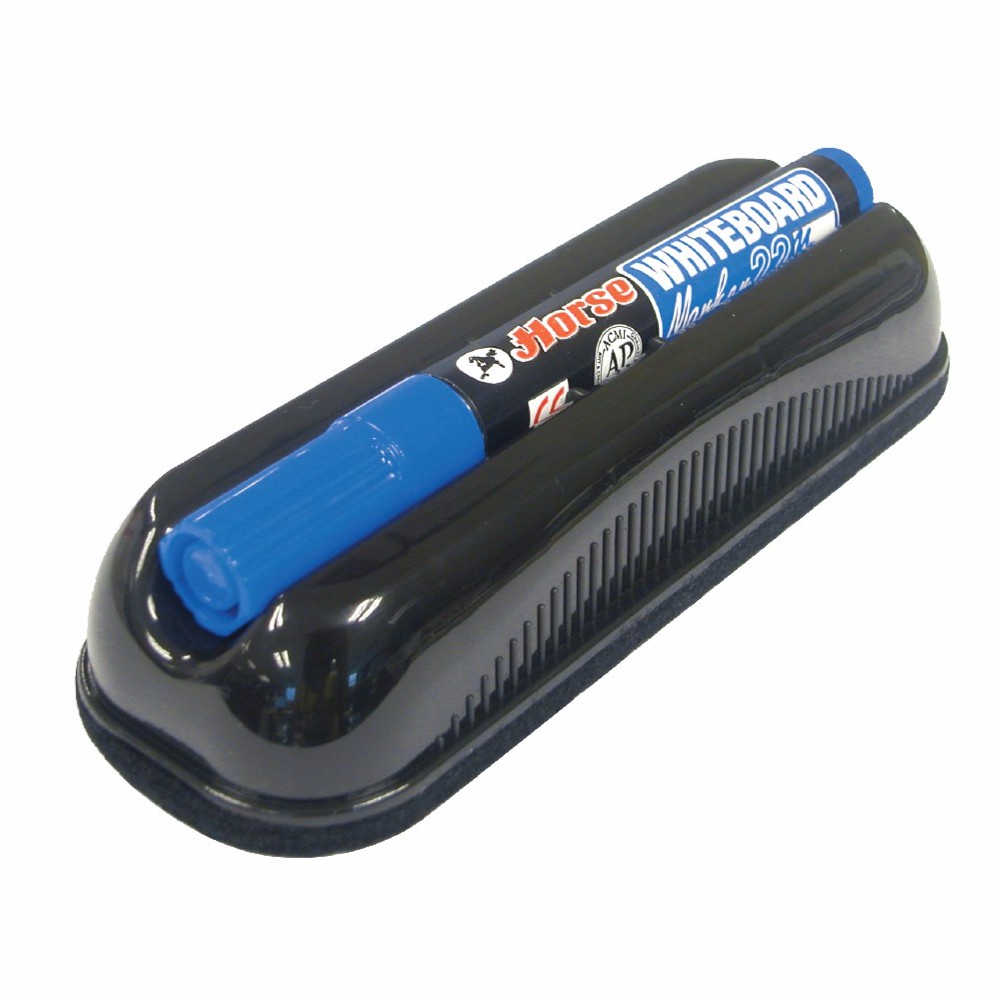 

penghapus papan tulis dan spidol WHITEBOARD ERASER (BLACK) + HORSE WHITEBOARD MARKER 1 PC. (BLUE)