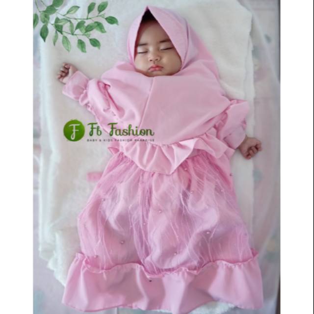 GAMIS PESTA BAYI-ANAK USIA 10TH WARNA PINK Navy