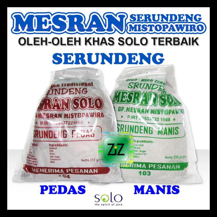 

Mesran Serundeng Rasa Pedas Manis Srundeng Mistopawiro Khas Asli Solo Stok Terbatas