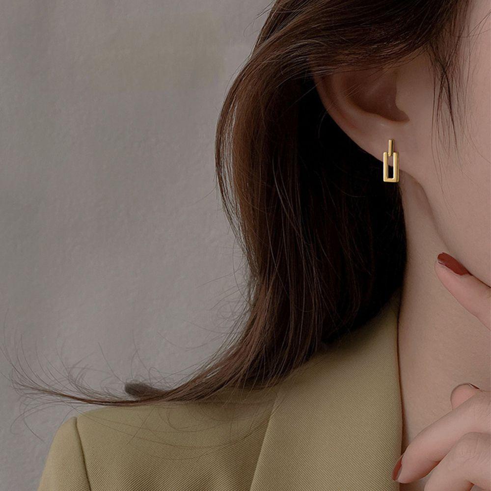 Mxbeauty Wanita Stud Earrings Vintage Ins Persegi Panjang Geometris Temperamen Drop Earrings