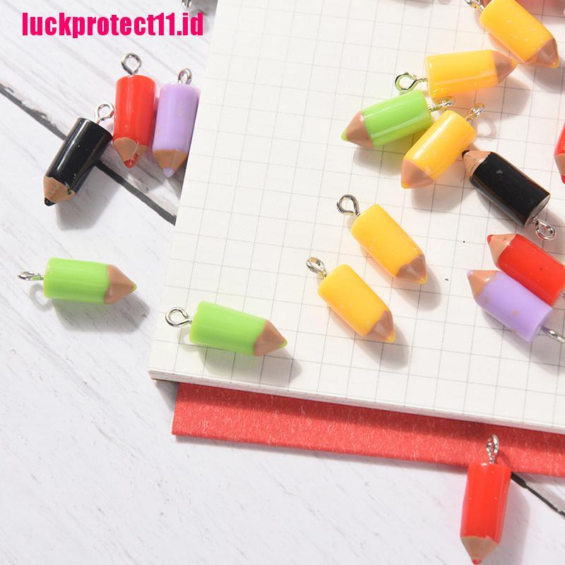 (LUCK) 10pcs Gantungan Kunci Bentuk Pensil Warna Campur DIY