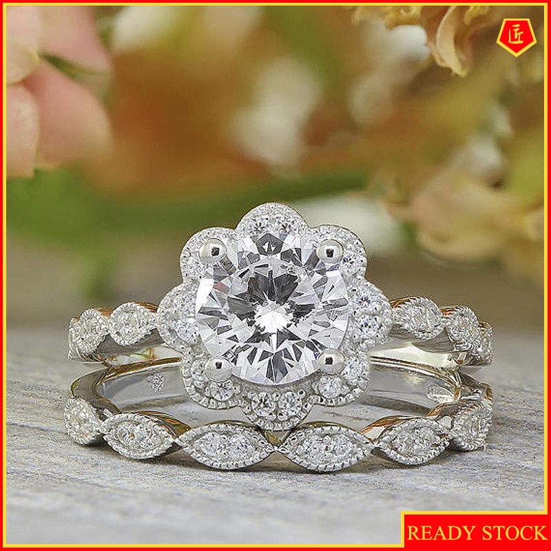 [Ready Stock]Fashion Lace Diamond Ring Set