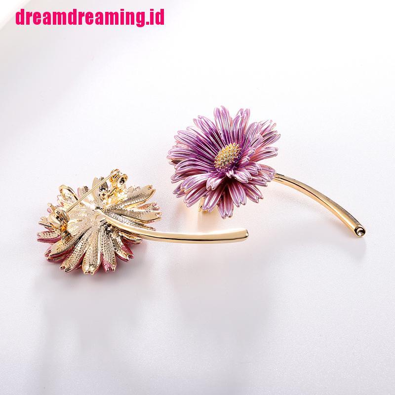 Bros Pin Enamel Bentuk Bunga Daisy Untuk Pesta