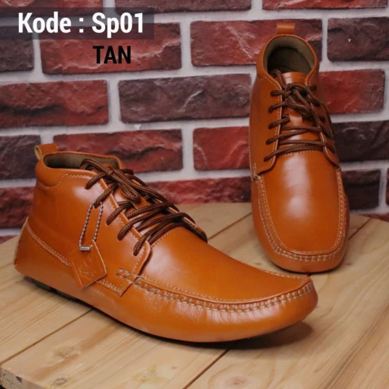 SEPATU PRIA KULIT ASLI LOGAN BOOTS KERJA KANTOR KULIAH JAHITAN TEMBUS SOL OUTSOLE LOGAN SHOES NAWIES