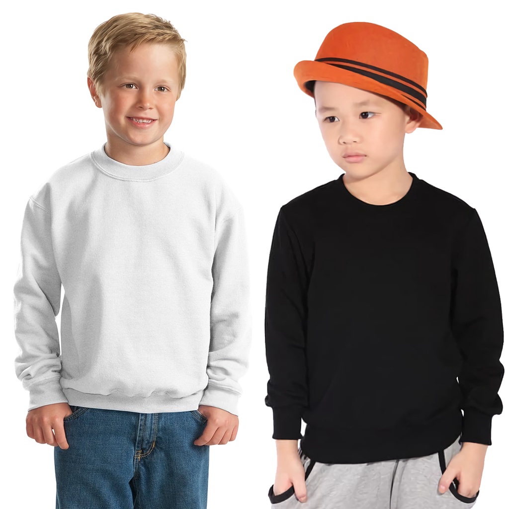 Sweater Polos Anak Unisex Basic Crewneck bahan fleece 1-10 Tahun Switer Anak Polos hoodie anak polos