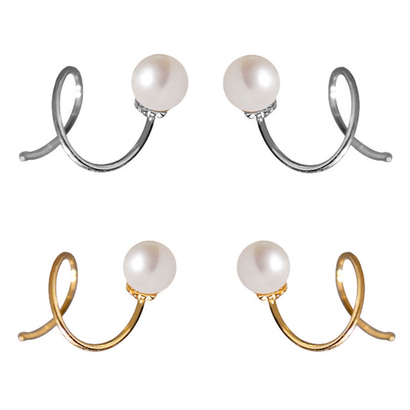 Anting Stud Liontin Mutiara Putih Bahan Sterling Silver