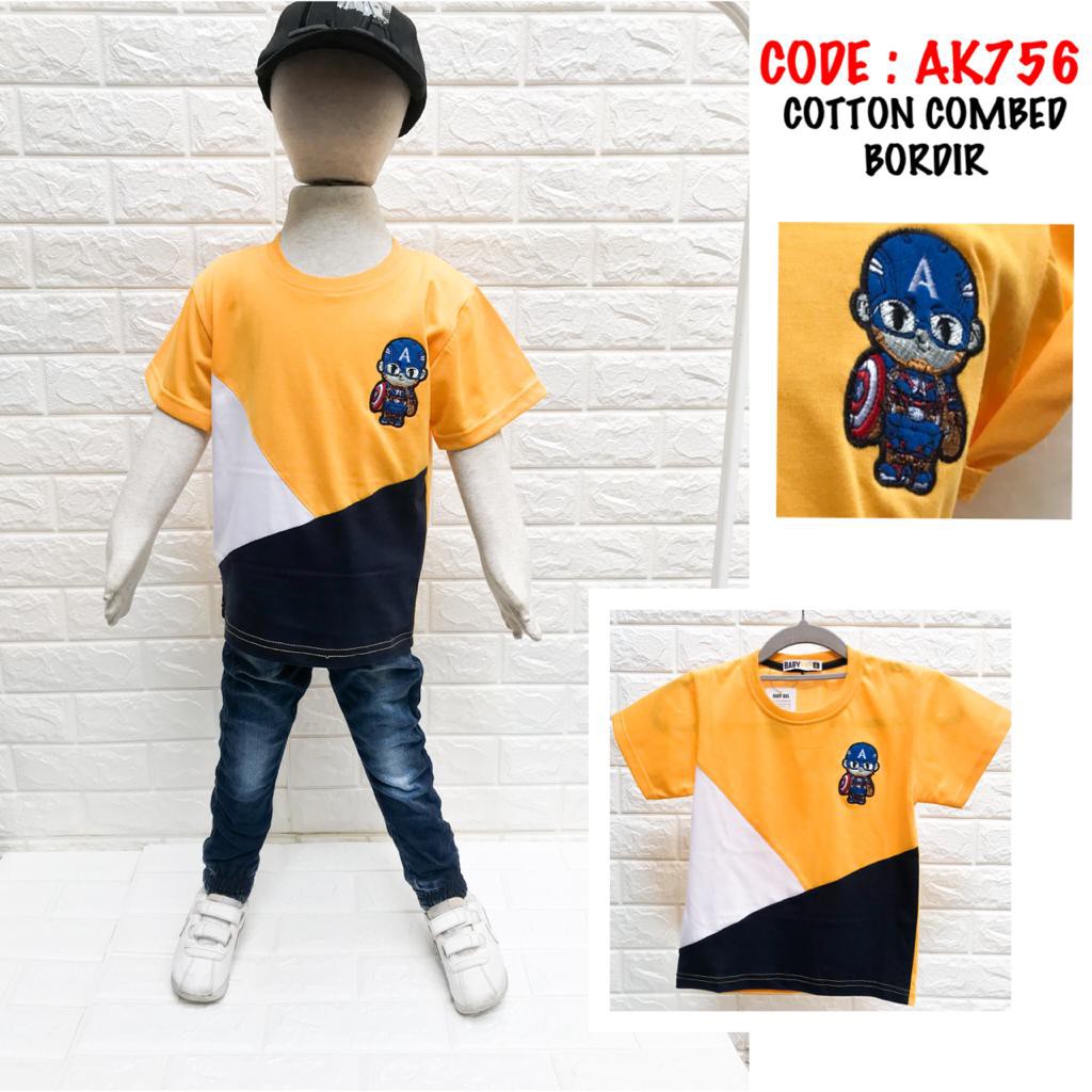  Kaos Anak CAPTAIN AMERICA  BORDIR AK756 COMPLETE Shopee 