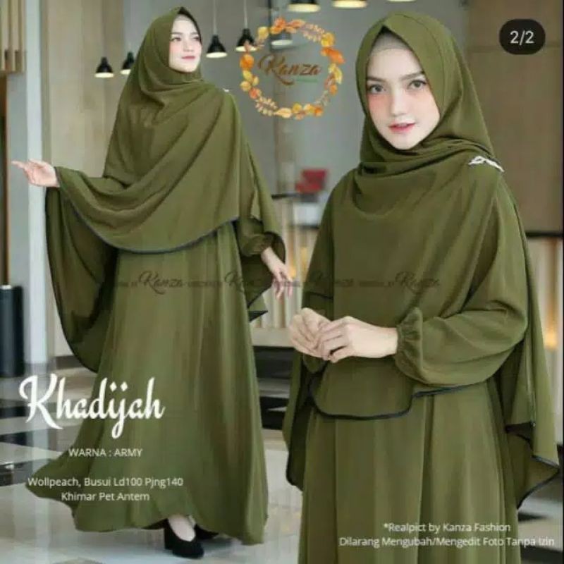 dress syar'i set gamis+hijab wanita khadijah