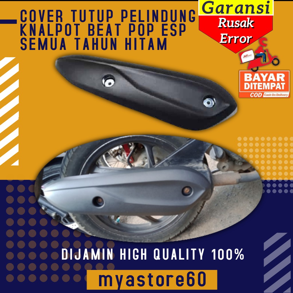 COVER TUTUP PELINDUNG TAMENG KNALPOT PROTECTOR MUFFLER HONDA MOTOR BEAT POP ESP SEMUA TAHUN HITAM