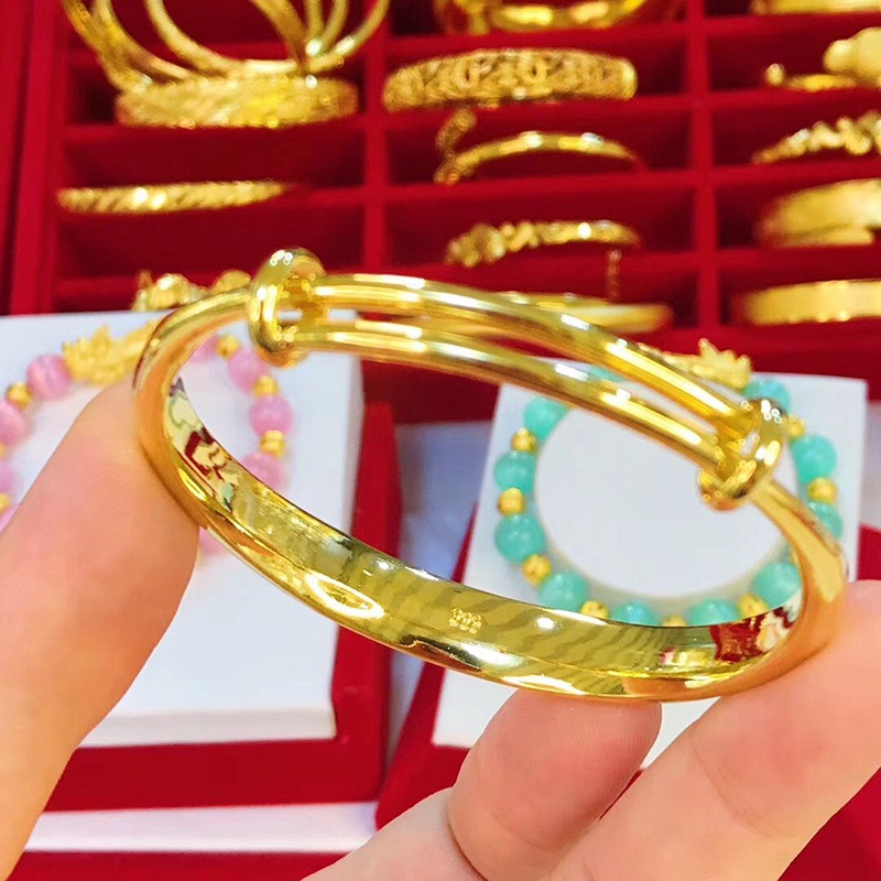 Bisa Cod Wanita Bangle Gelang Emas Asli Kadar 375% Hadiah Terbaik 728G-3#