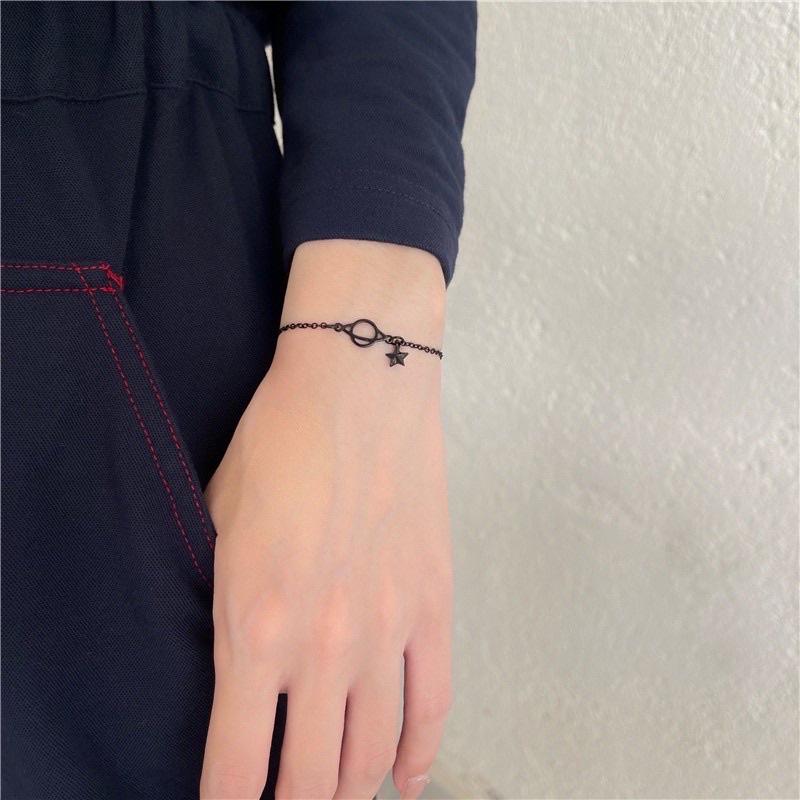 Ark.co - GELANG Black Saturn bracelet planet bintang hitam fashion minimalis