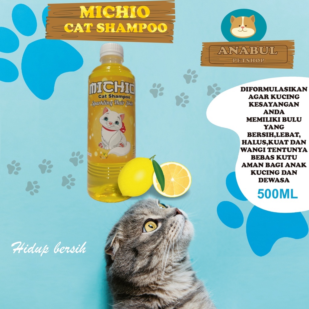 SHAMPOO KUCING &amp; ANJING 500ML MICHIO ANTI JAMUR &amp; KUTU VARIAN STRAWBERRY JERUK APEL-BOTOL EKONOMIS