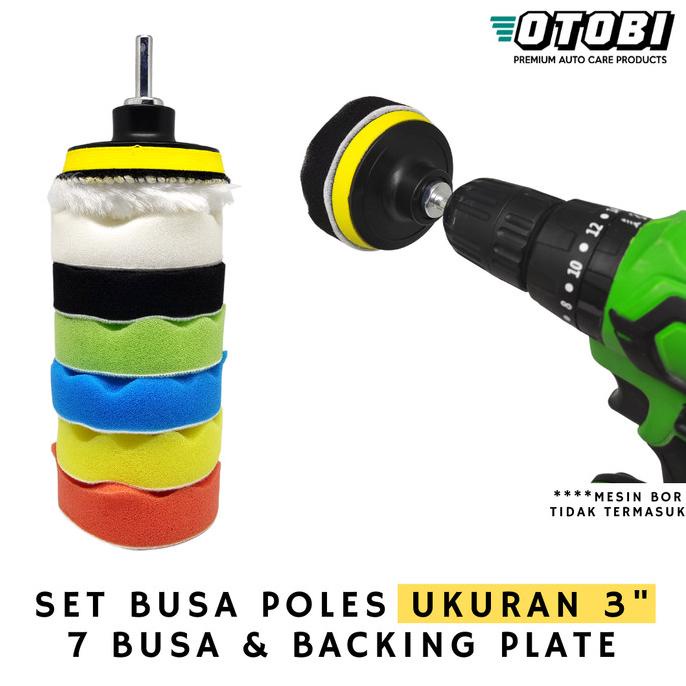 Sponge Polishing 3" inch 8pcs / Busa Poles Mobil Bor Motor Set Pad M10