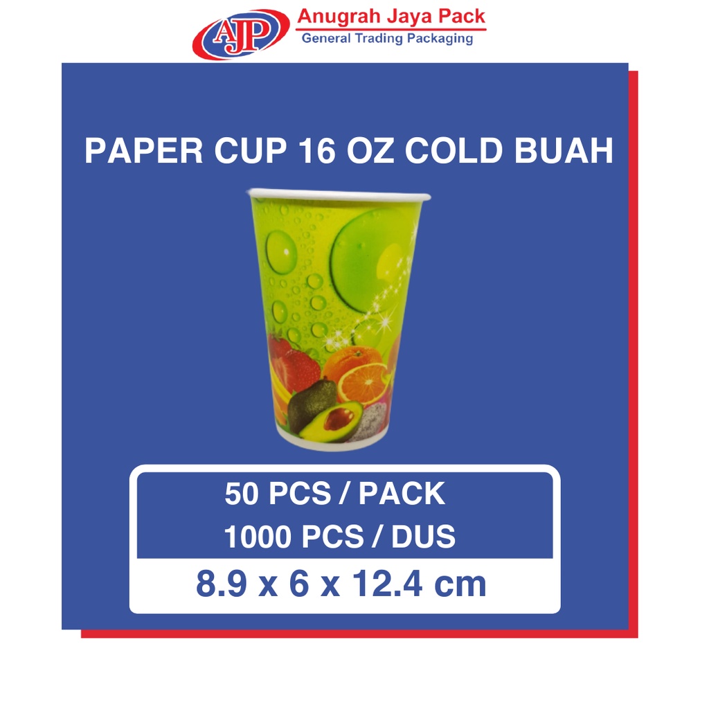 Jual Paper Cup 16 Oz Cold Buah / Gelas Kertas Minuman Dingin 16 Oz ...