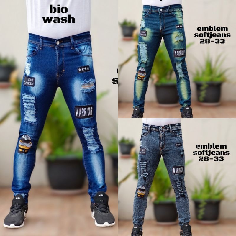 AMR Celana Pria Jeans Bikers Sobek Ripped