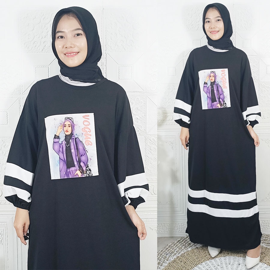 JUMBO VOQUE LONG DRESS OVERSIZE WANITA PEREMPUAN CANTIK GL FASHION