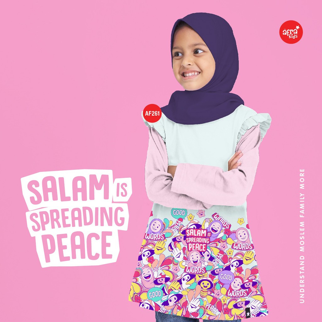 TUNIK AFRAKIDS AF261 &quot;SALAM IS SPREADING PEACE&quot; PANJANG