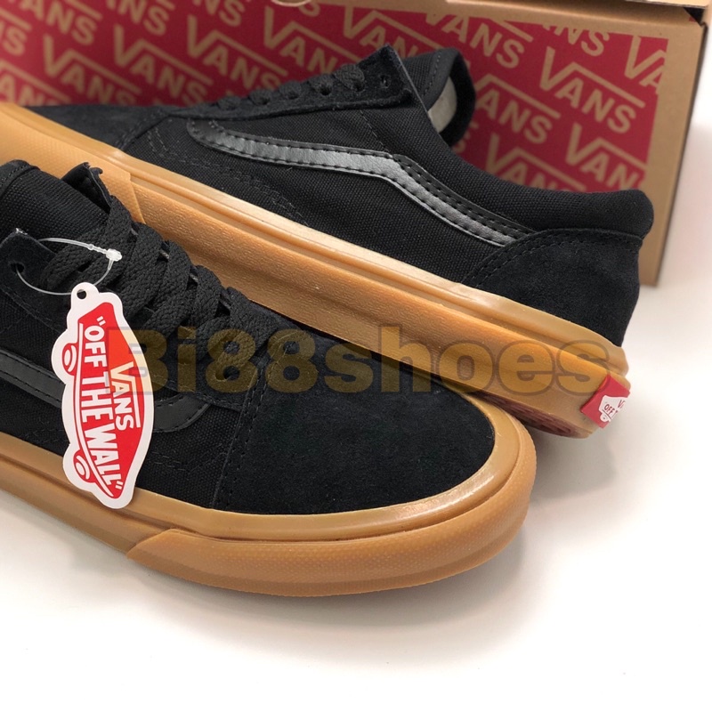 Sepatu vans oldskool mono black gum sneakers pria