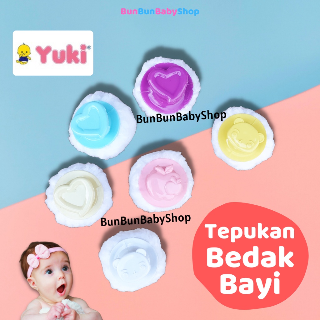 Yuki Tepukan Bedak Bayi Spon Cepuk Bedak Tabur Rembug Bedak Puff Perlengkapan Mandi Baby Anak