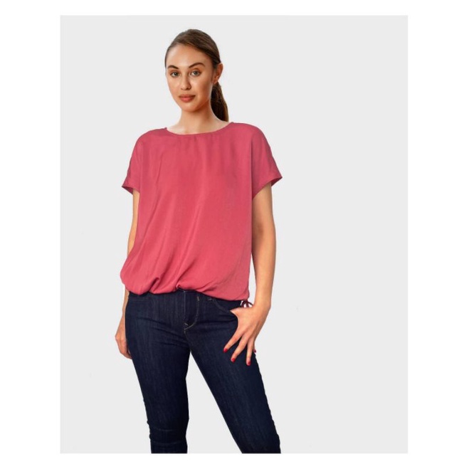 Worthington camellia pink shirred top