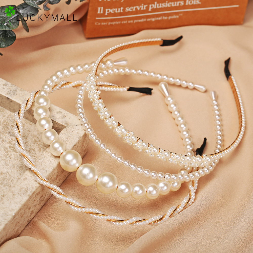 Headband Mutiara Gaya Korea Untuk Aksesoris Rambut Wanita