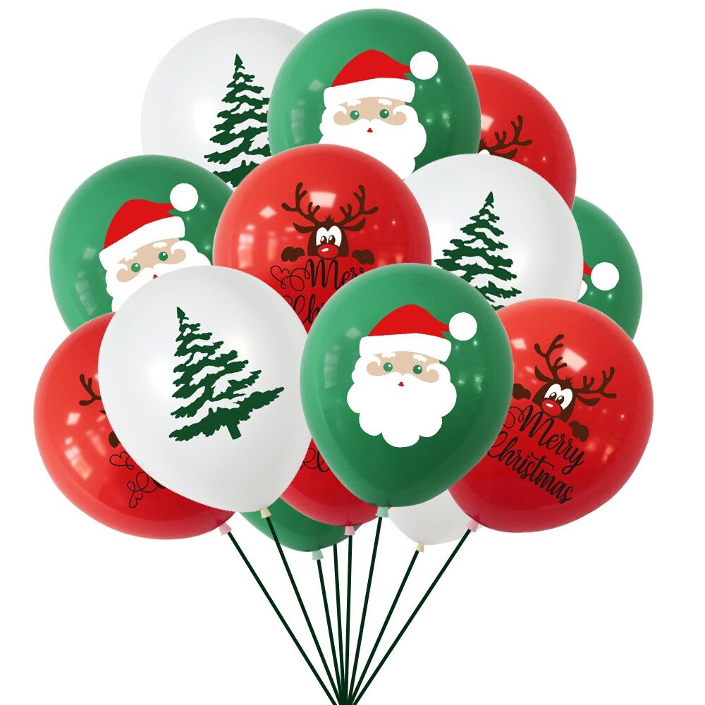 Santa Claus Pohon Natal Rudolph Print Shopping Mall Hotel Dekorasi Rumah Balon Lateks Set