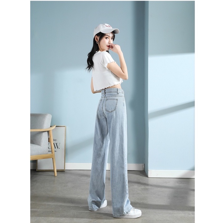 Kakak_clother Biru salju high waist premium celana jeans kulot