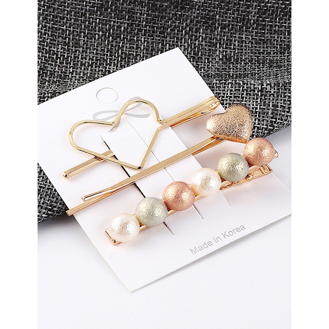 LRC Jepit Rambut Fashion Alloy Pearl Love Hair Clip Set Y6189X