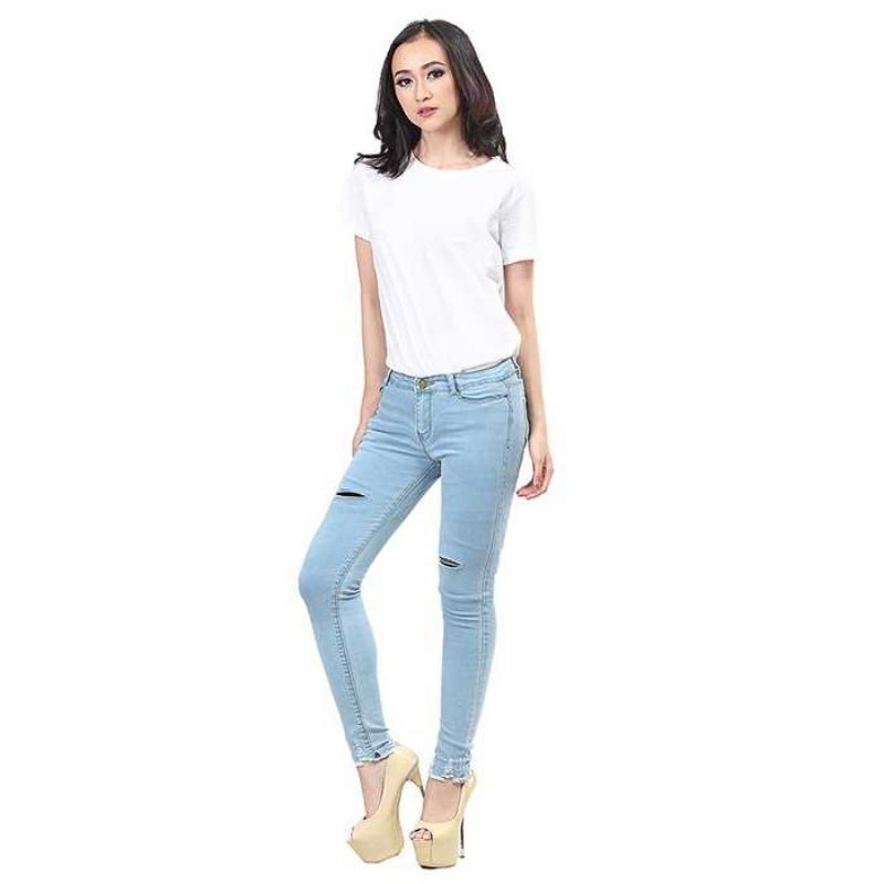 4 Model - Celana Jeans Wanita Jeans Robek Slim Melar Premium Original