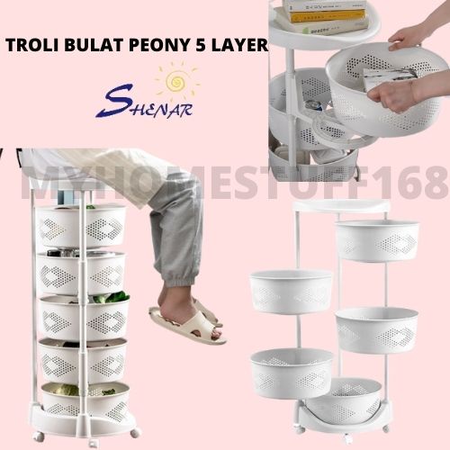 SHENAR RAK TROLI BULAT SUSUN SERBAGUNA RAK SUSUN MULTIFUNGSI ORGANIZER RACK MULTILAYER/PEONY/SAKURA/ASOKA