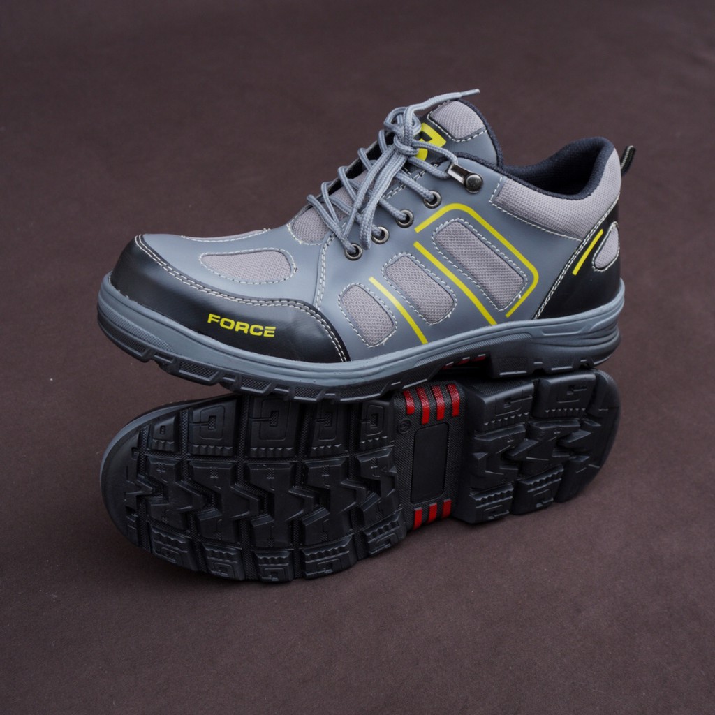 Sepatu Gunung Low Boots Pria Black Force Elder Abu Ujung Besi Bots Safety Kerja Outdoor Terbaru