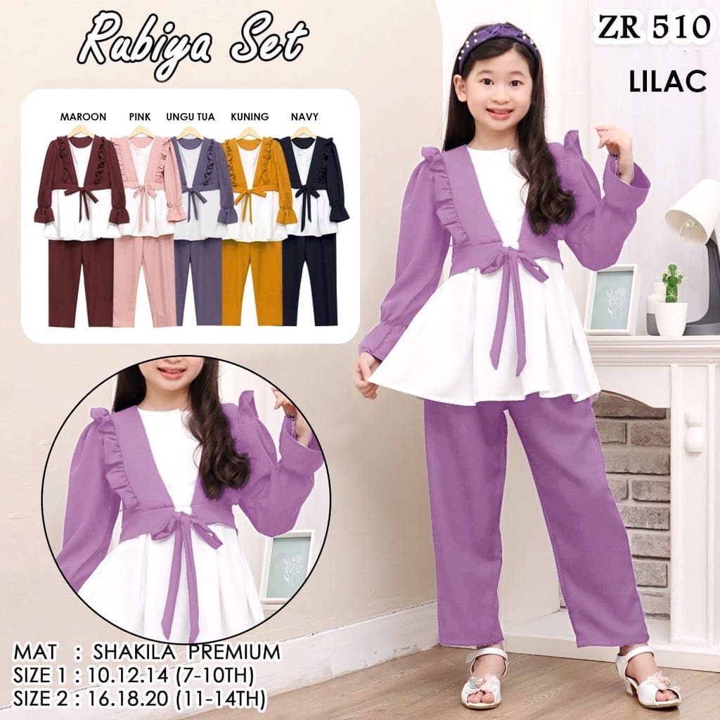 Stelan Rompi Anak - Stelan Anak Perempuan - Baju Muslim - 1-12 tahun