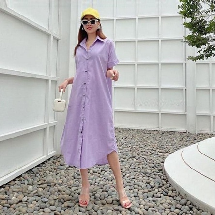 Long Dress Tunik Wanita Remaja Modis Kekinian Long Dress Hem Arumi