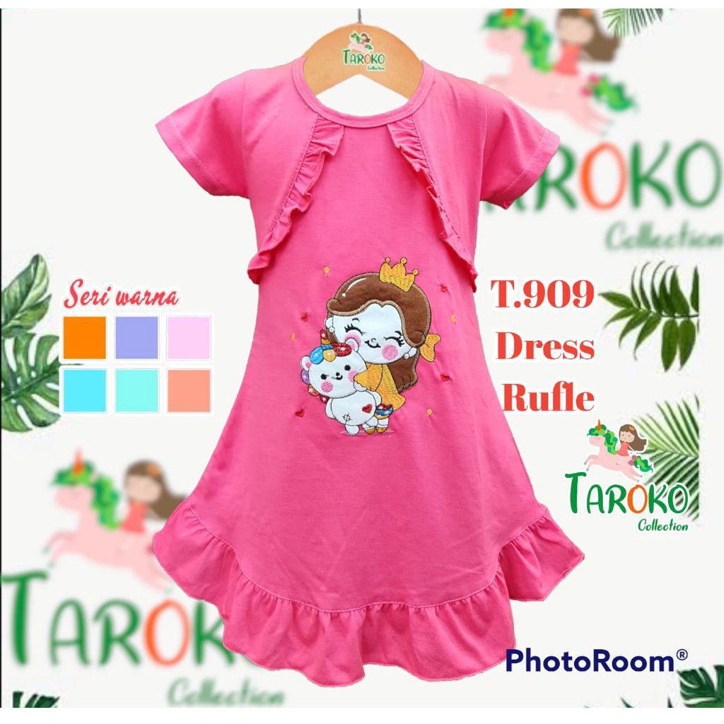 Dress Anak Perempuan Taroko Motif Kuda Poni  BTS Viral Dress Anak Ruffle Taroko 2-6 Tahun