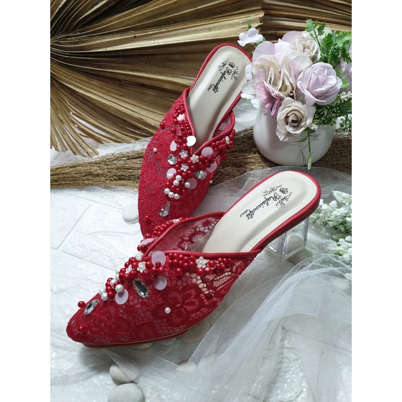 Sepatu wedding ruby red sepatu wedding wanita 7cm