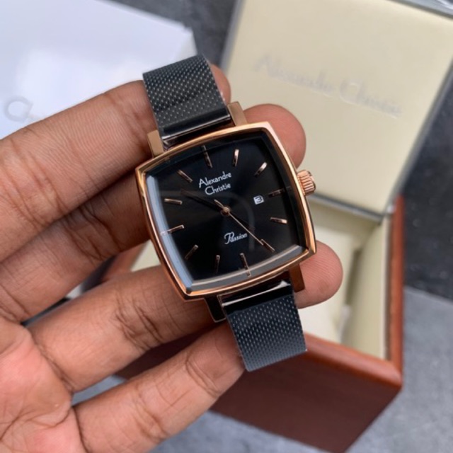 Jam Tangan Wanita Alexandre Christie AC 2849 LD BBRBA Black Rosegold Stainlees Original