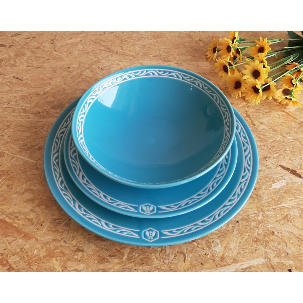 00190 Dinner Set Keramik Laguiole Motif List Batik Set 3 Pcs / Dinner Set Keramik Motif Batik / Dinn